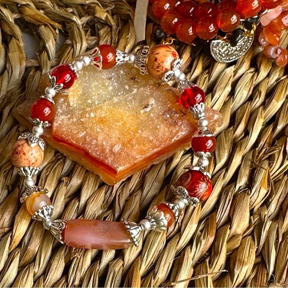 Carnelian beaded bracelet/Protection stone for Virgo - Picture 1 of 7